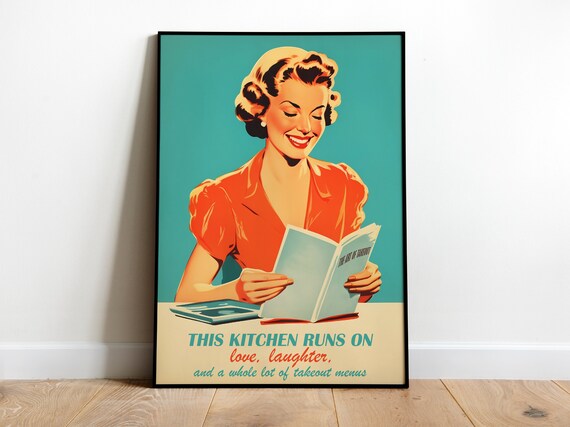 Retro Kitchen Typography Quote Art Print, 50s Style