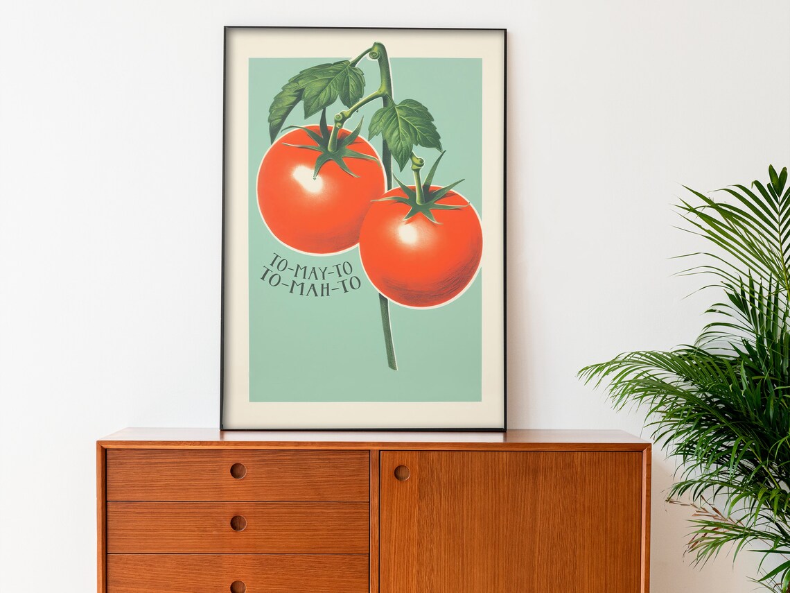 Funny Tomatoes Kitchen Retro Food Art Print - Image 4