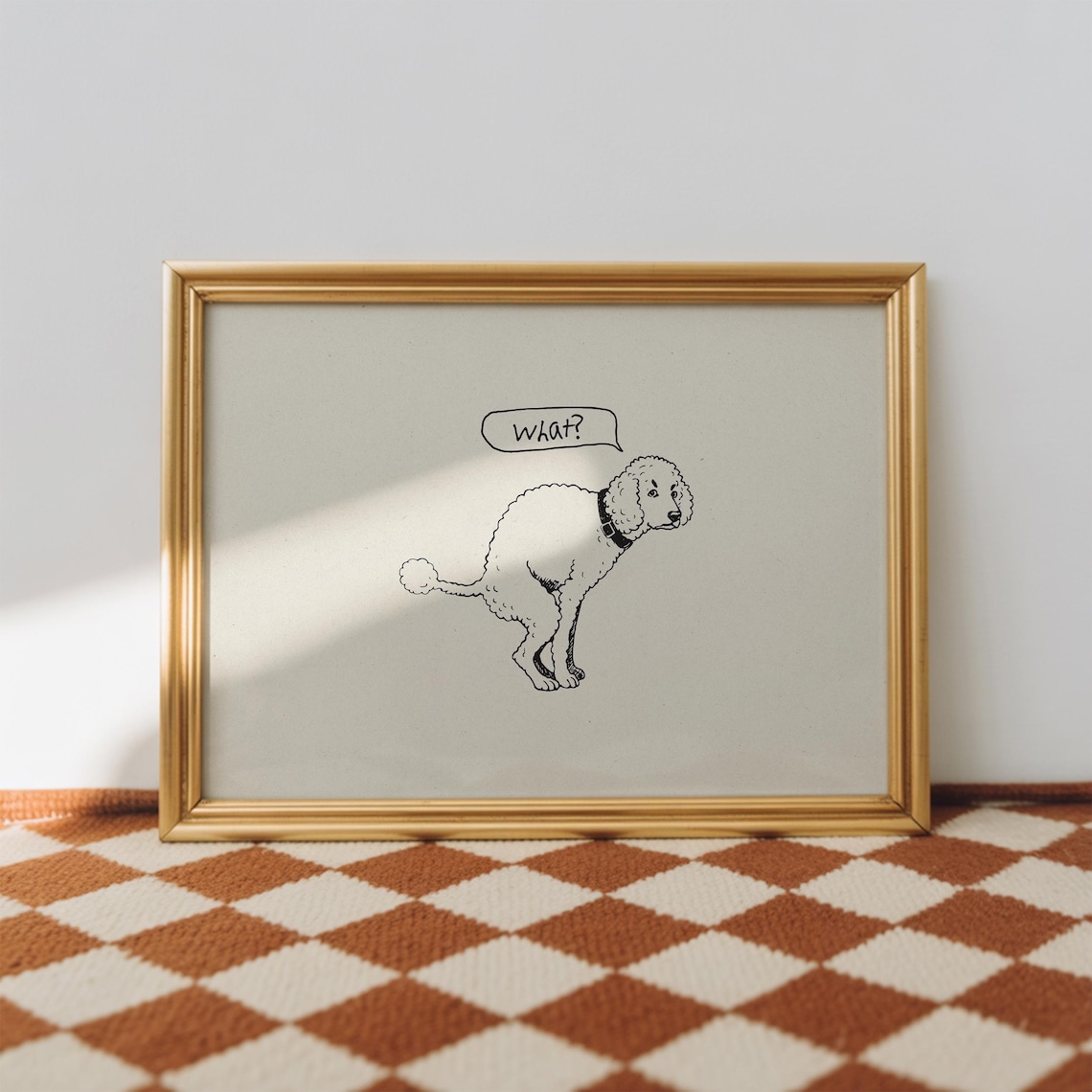 What Funny Pooping Poodle Minimalist Dog Bathroom Humor Line Art Poster