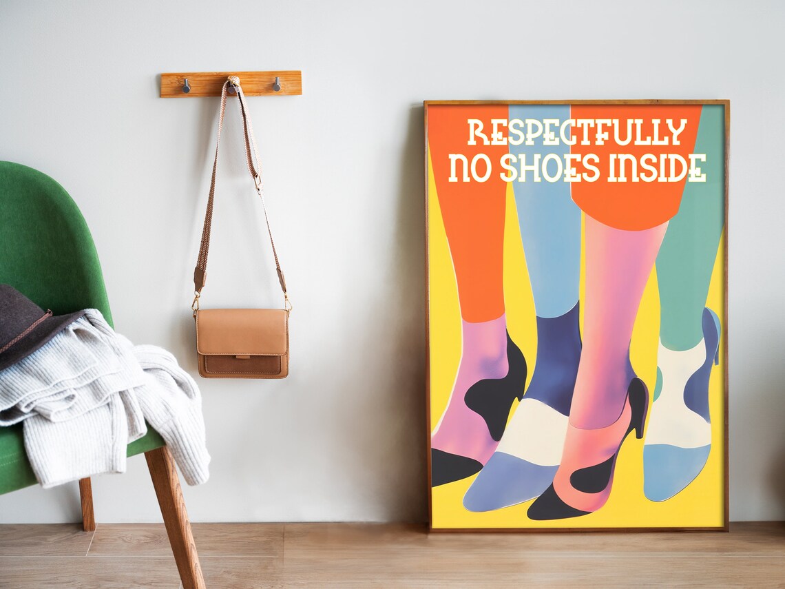 No Shoes Inside Print, Retro 70s Entryway Poster - Image 5