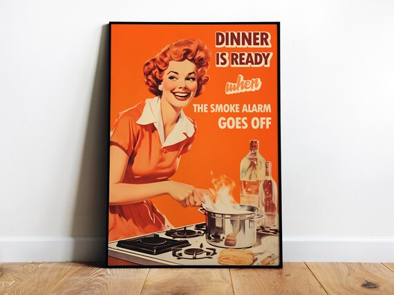 Retro Kitchen Print, Funny 50s Style Poster