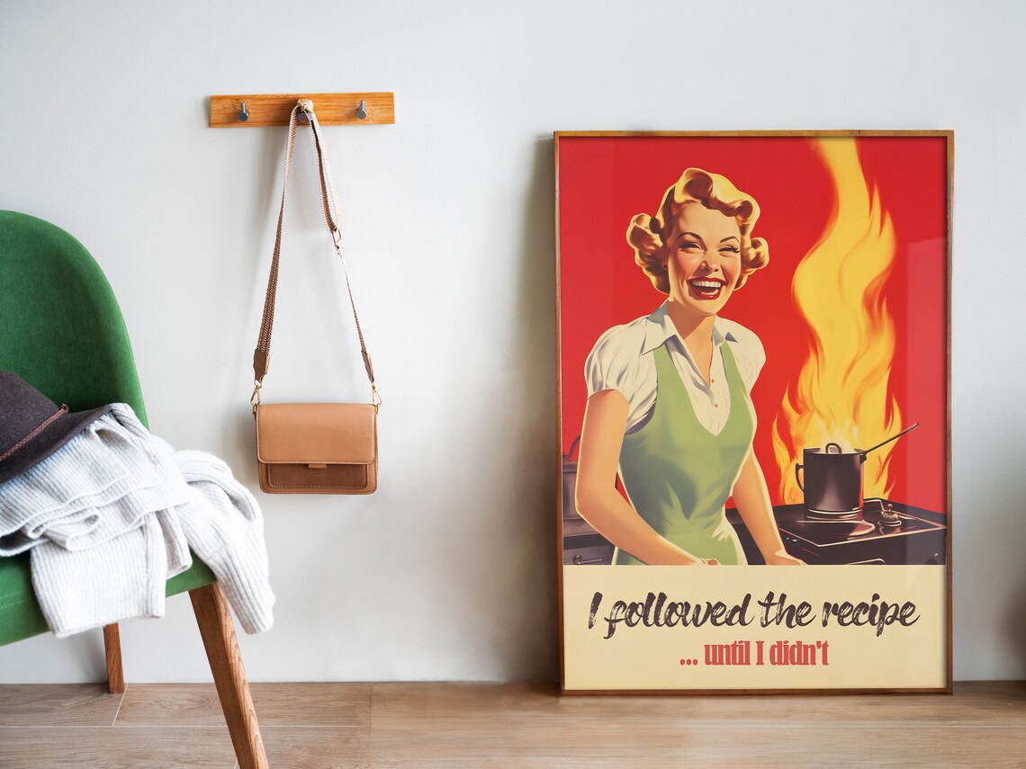 Retro Kitchen Print, Funny 50s 60s Kitchen Decor - Image 5
