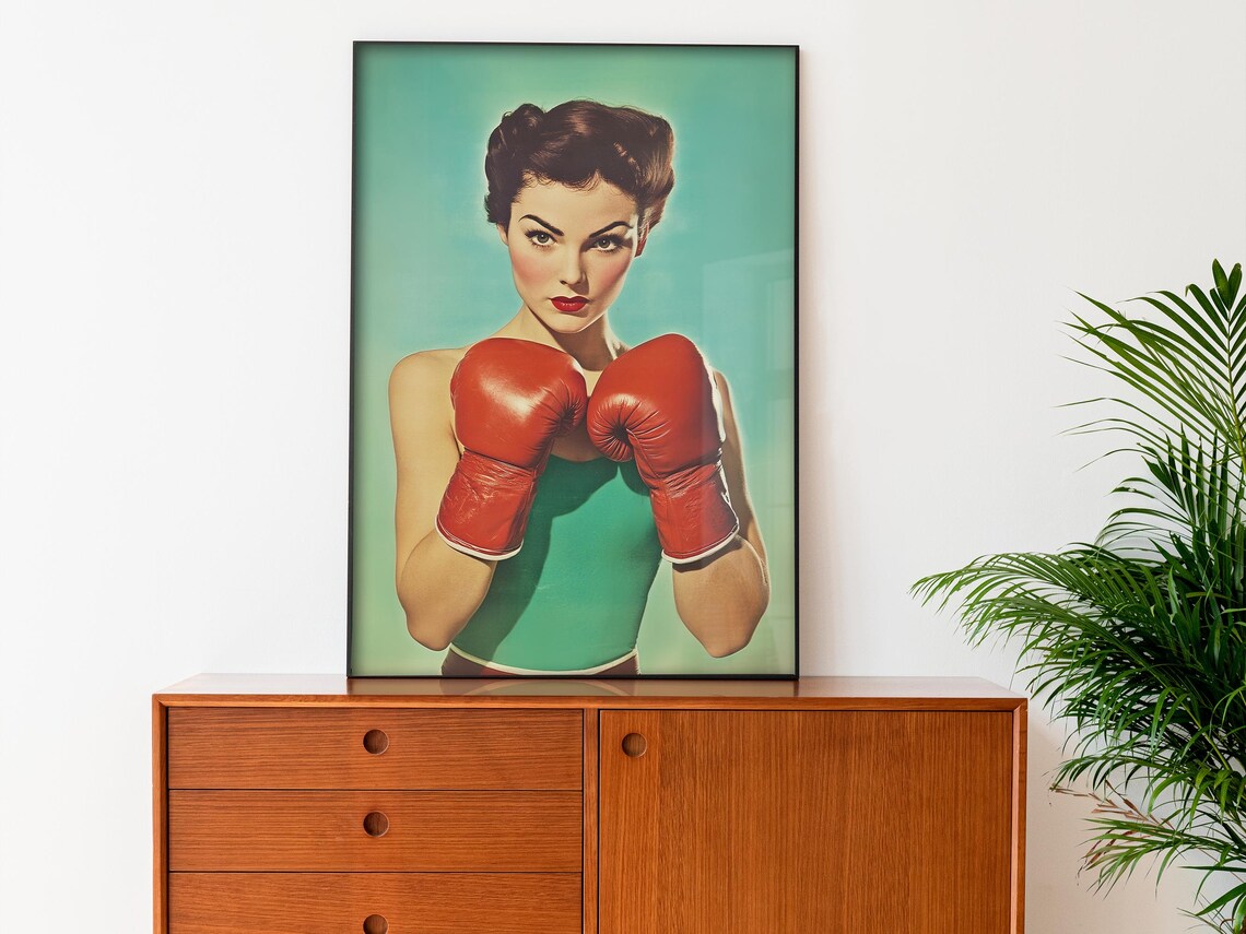 Female Boxer Retro Art Print, Gym Wall Decor - Image 4
