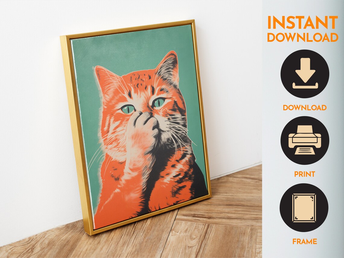 Funny Toilet Cat Bathroom Wall Art Print - Image 6