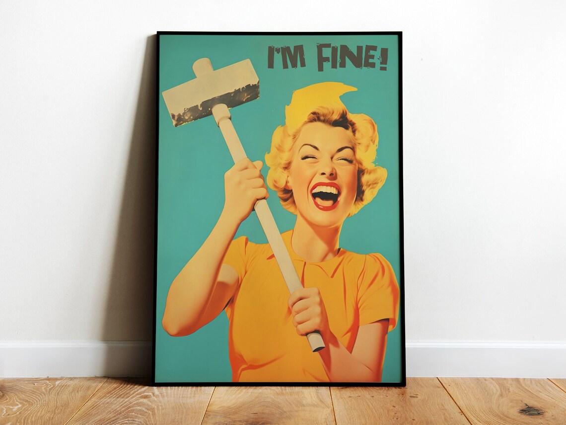 Funny Retro Maximalist Happy Housewife Poster Print