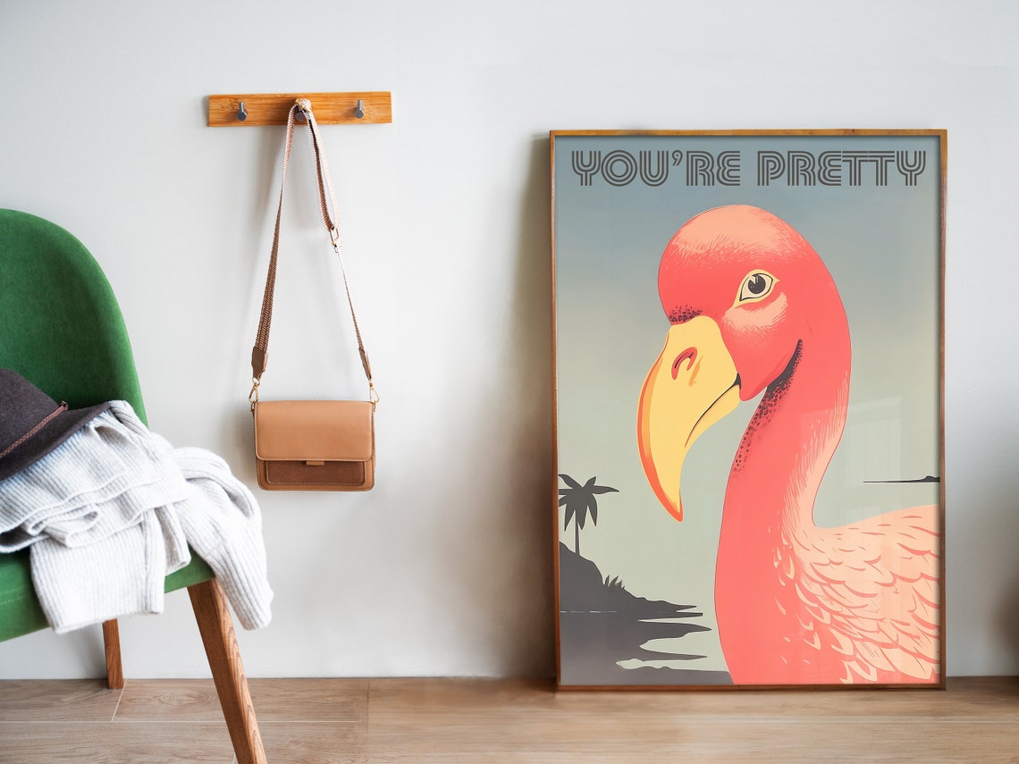 Youre Pretty Pink Flamingo Close Up Tropical Sunset Beach Poster - Image 5