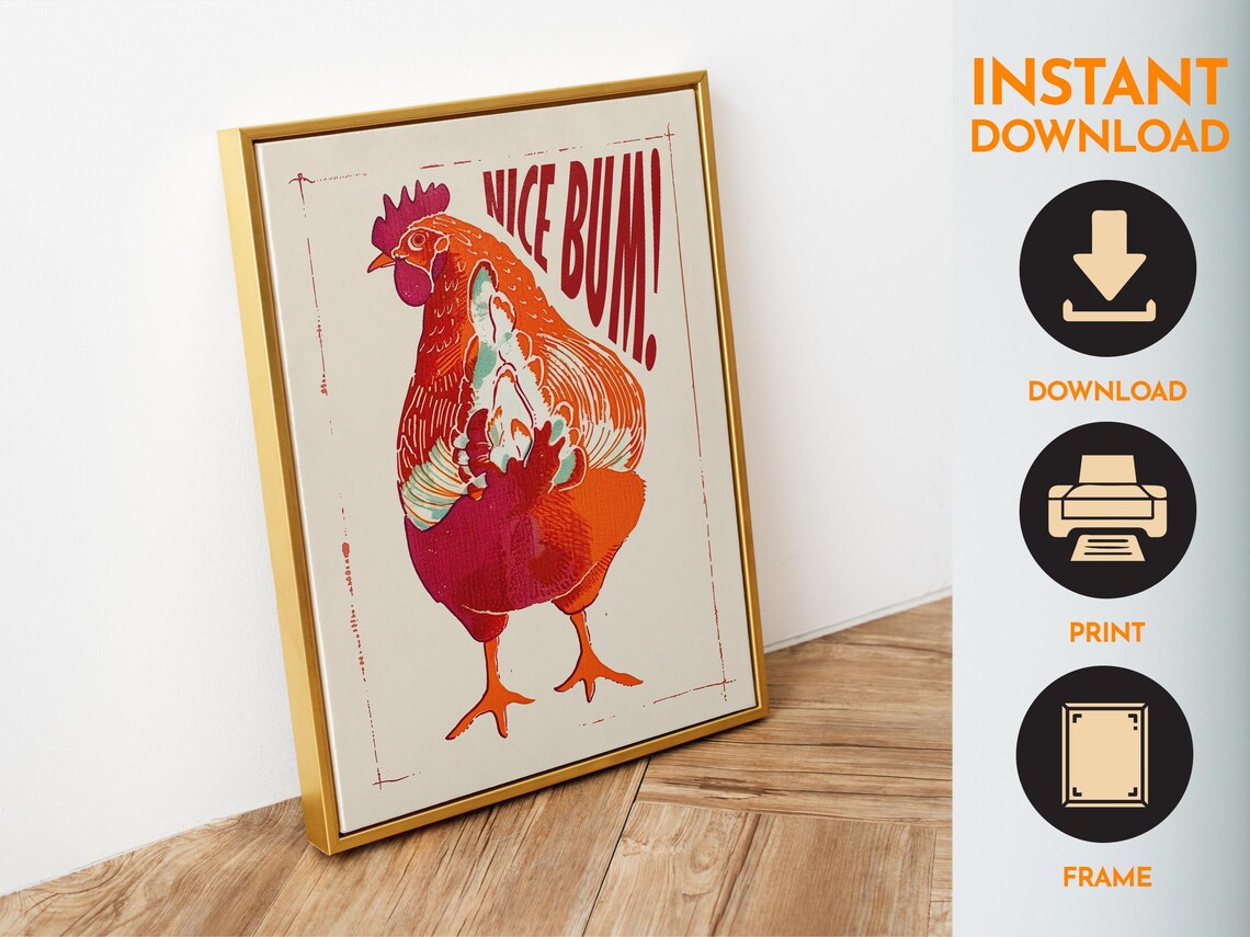 Nice Bum Funny Toilet Bird Retro Bathroom Poster - Image 6