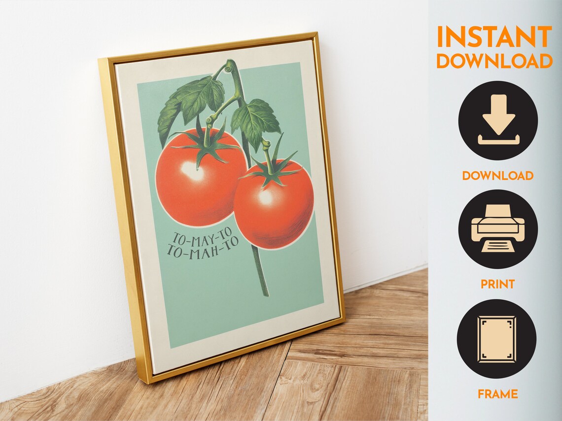 Funny Tomatoes Kitchen Retro Food Art Print - Image 6