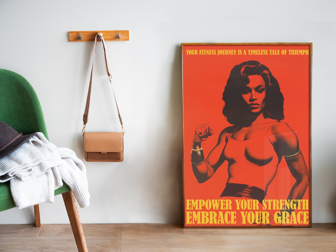 Retro Gym Poster, 70s Fitness Girl Art Print - Image 5