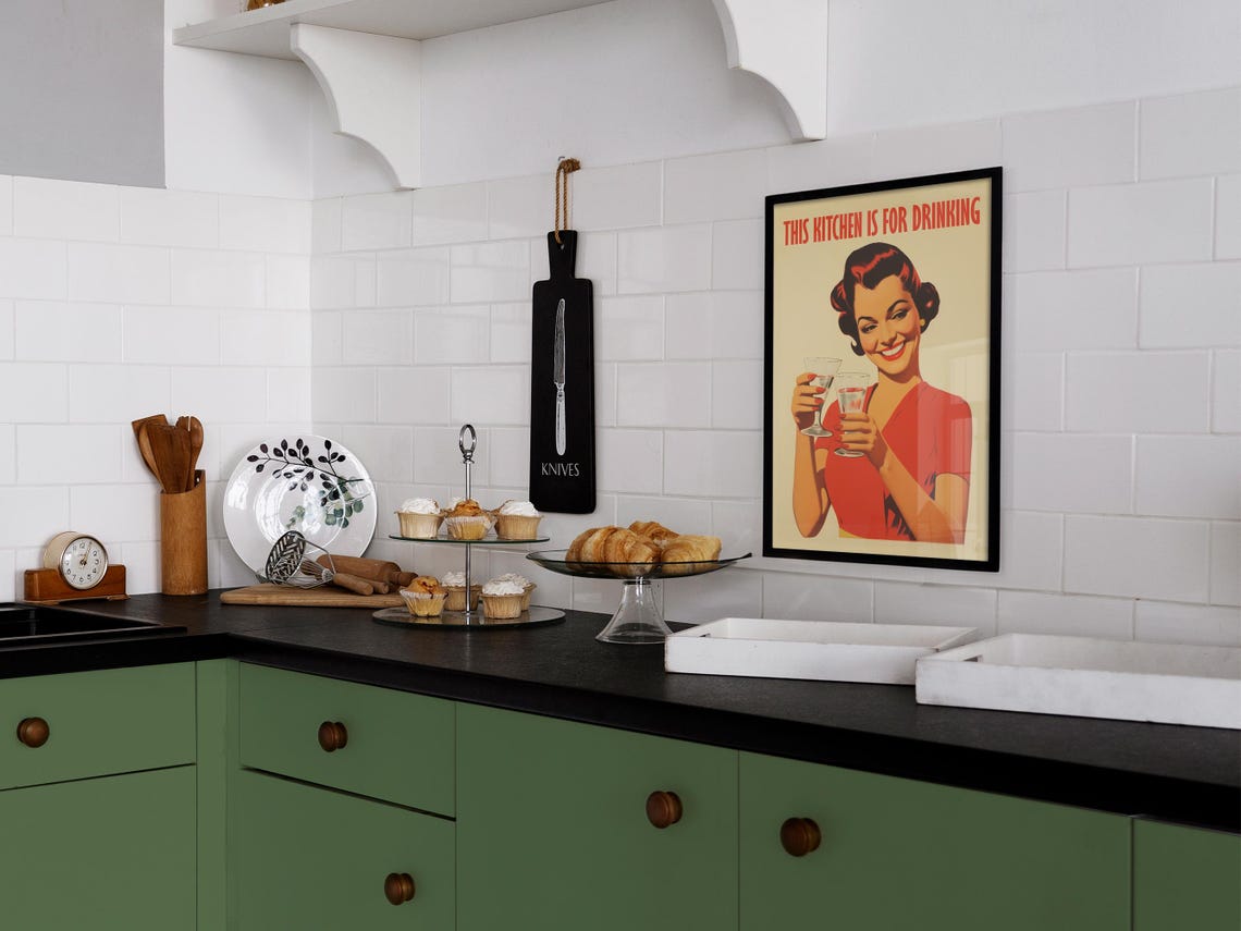 This Kitchen Is For Drinking Retro Cocktail Housewife Poster - Image 2