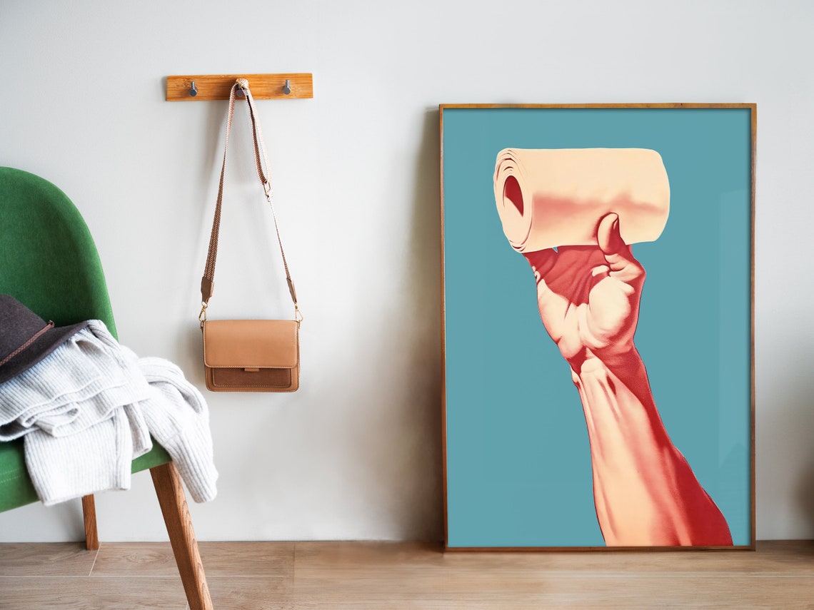 Toilet Paper Roll Hand Pop Art Minimalist Bathroom Art Poster - Image 5