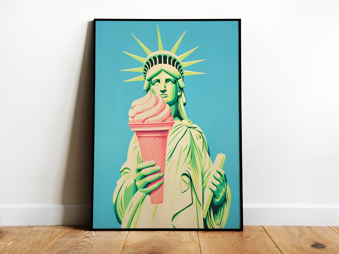 Statue of Liberty Pink Ice Cream Pop Art New York City Poster