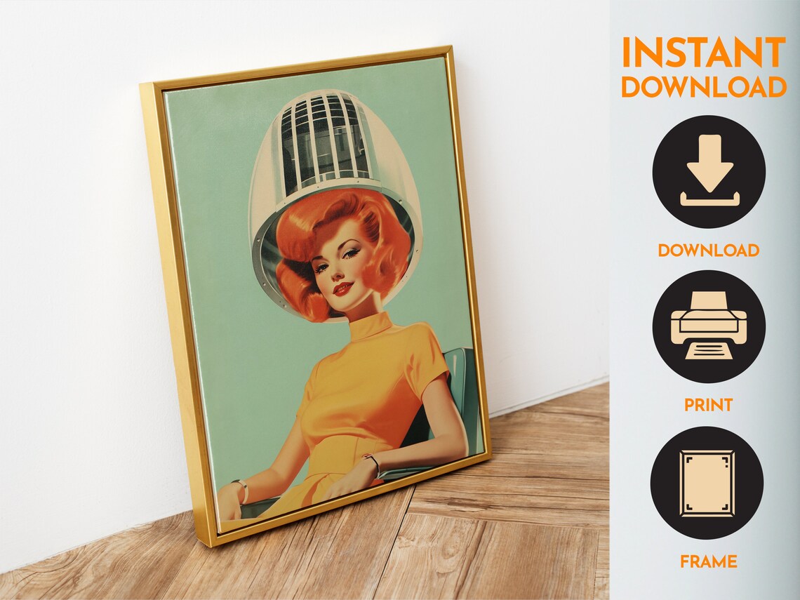 Hair Beauty Salon 50s Retro Poster, Hairdresser Art - Image 6
