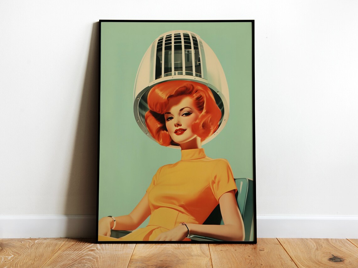 Hair Beauty Salon 50s Retro Poster, Hairdresser Art