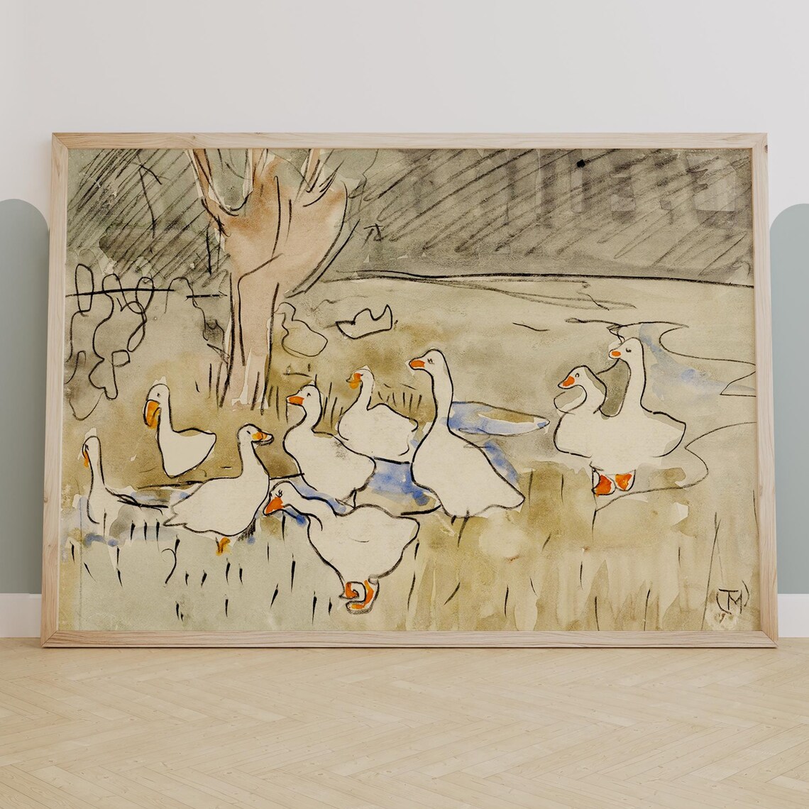 Goose Retro Nursery Wall Art Animal Art Print