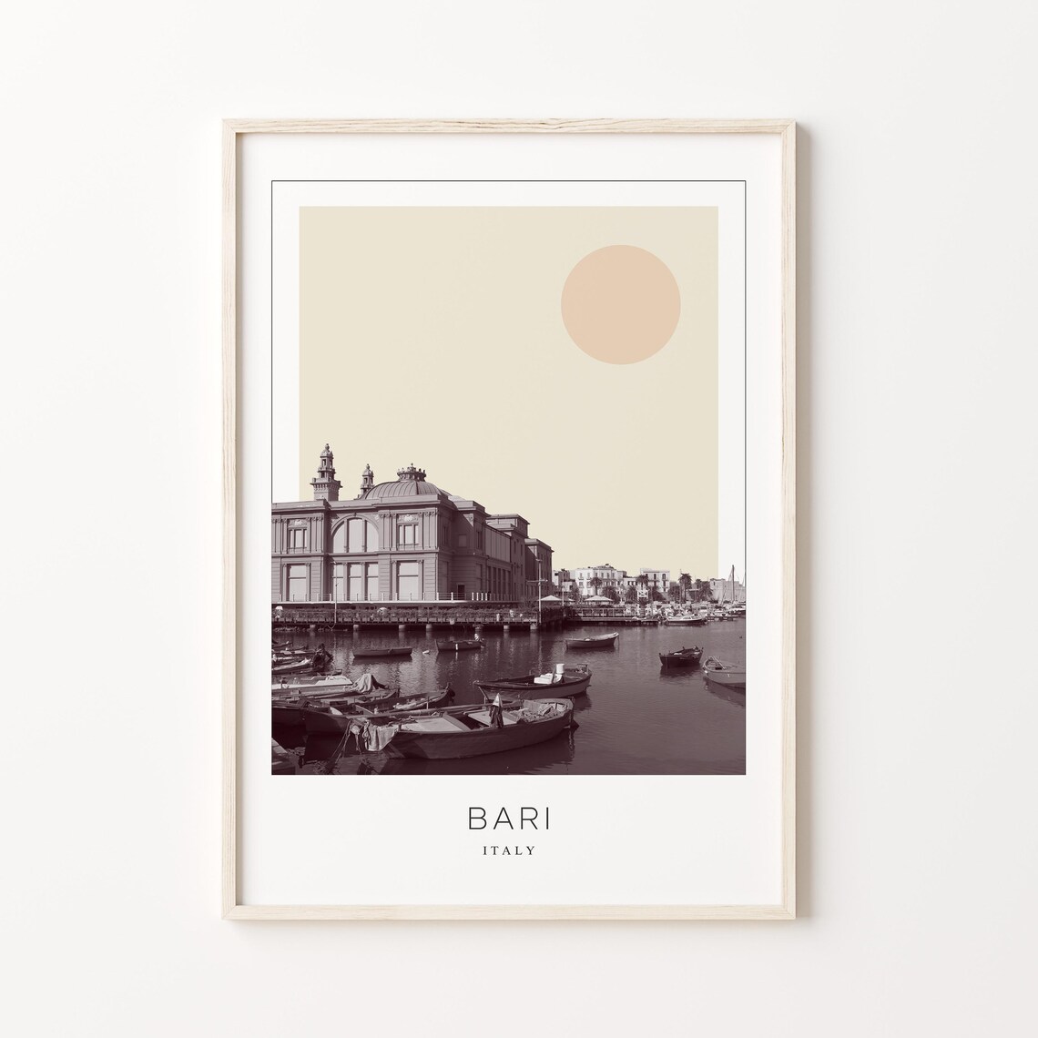 Bari Travel Poster, Minimalist Italy Art Print