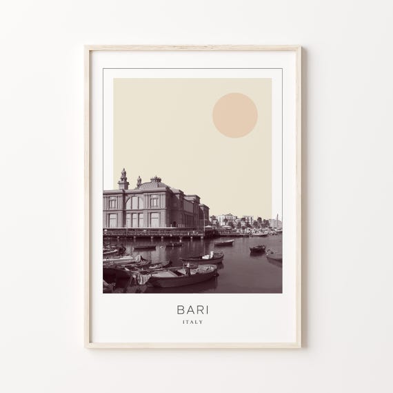 Bari Travel Poster, Minimalist Italy Art Print