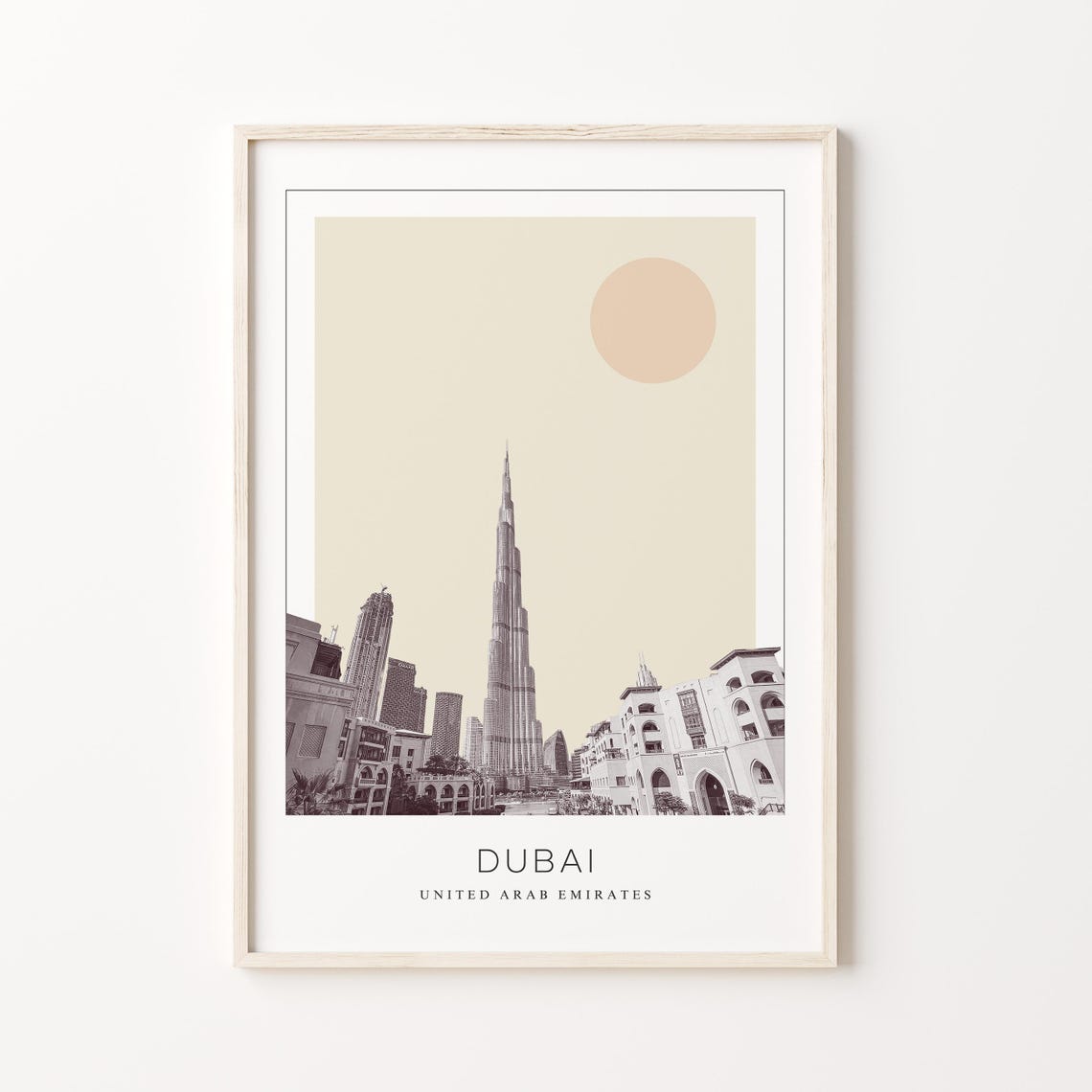 Dubai Burj Khalifa Skyscraper Minimalist UAE Skyline Travel Poster