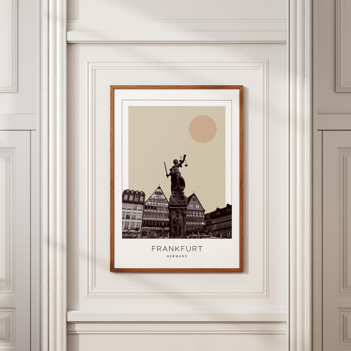 Frankfurt Romerberg Justice Fountain Minimalist Travel Poster - Image 2