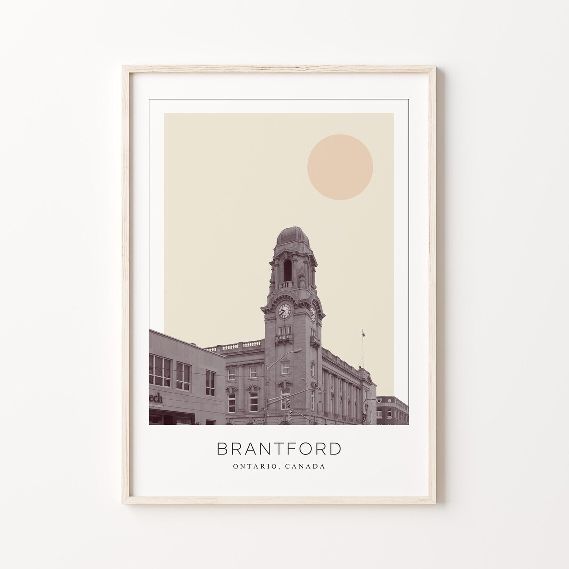 Brantford Ontario Historic Clock Tower Downtown City Travel Poster