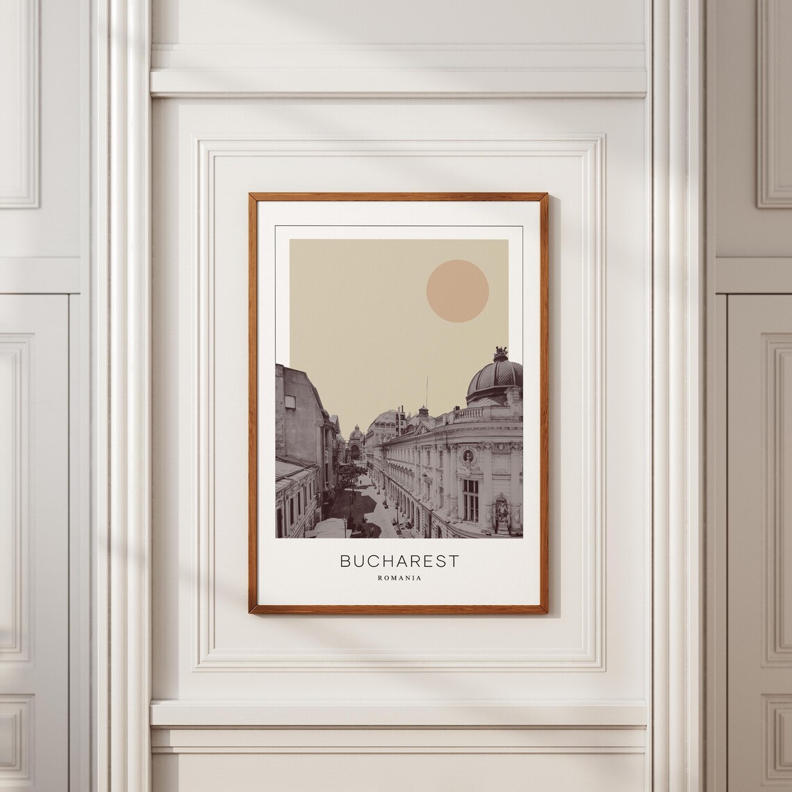Bucharest Romania Historic Old Town Street Minimalist Travel Poster - Image 2