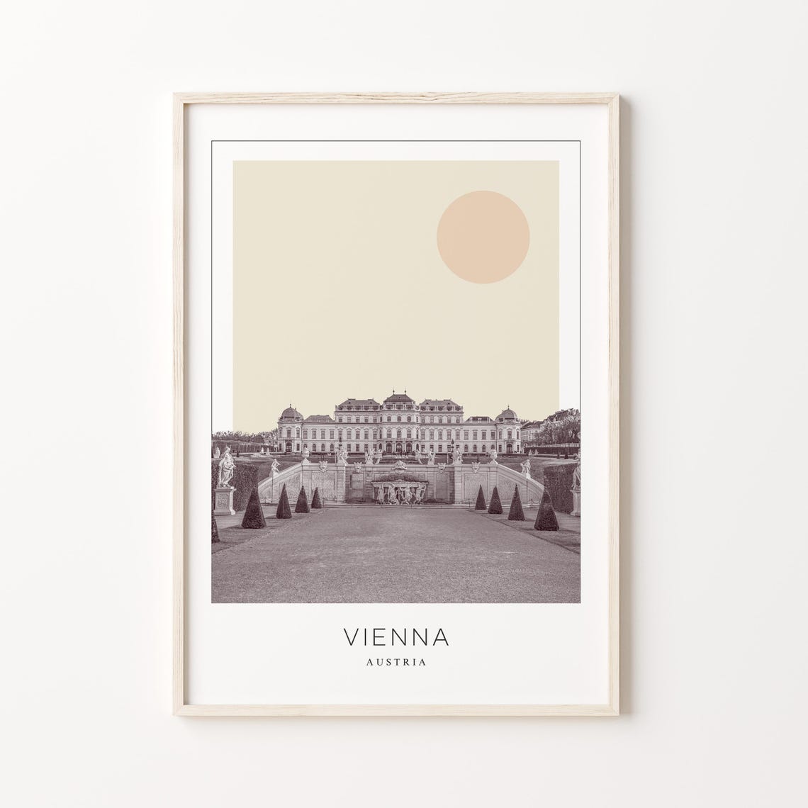 Vienna Belvedere Palace Gardens Minimalist Austria Travel Poster
