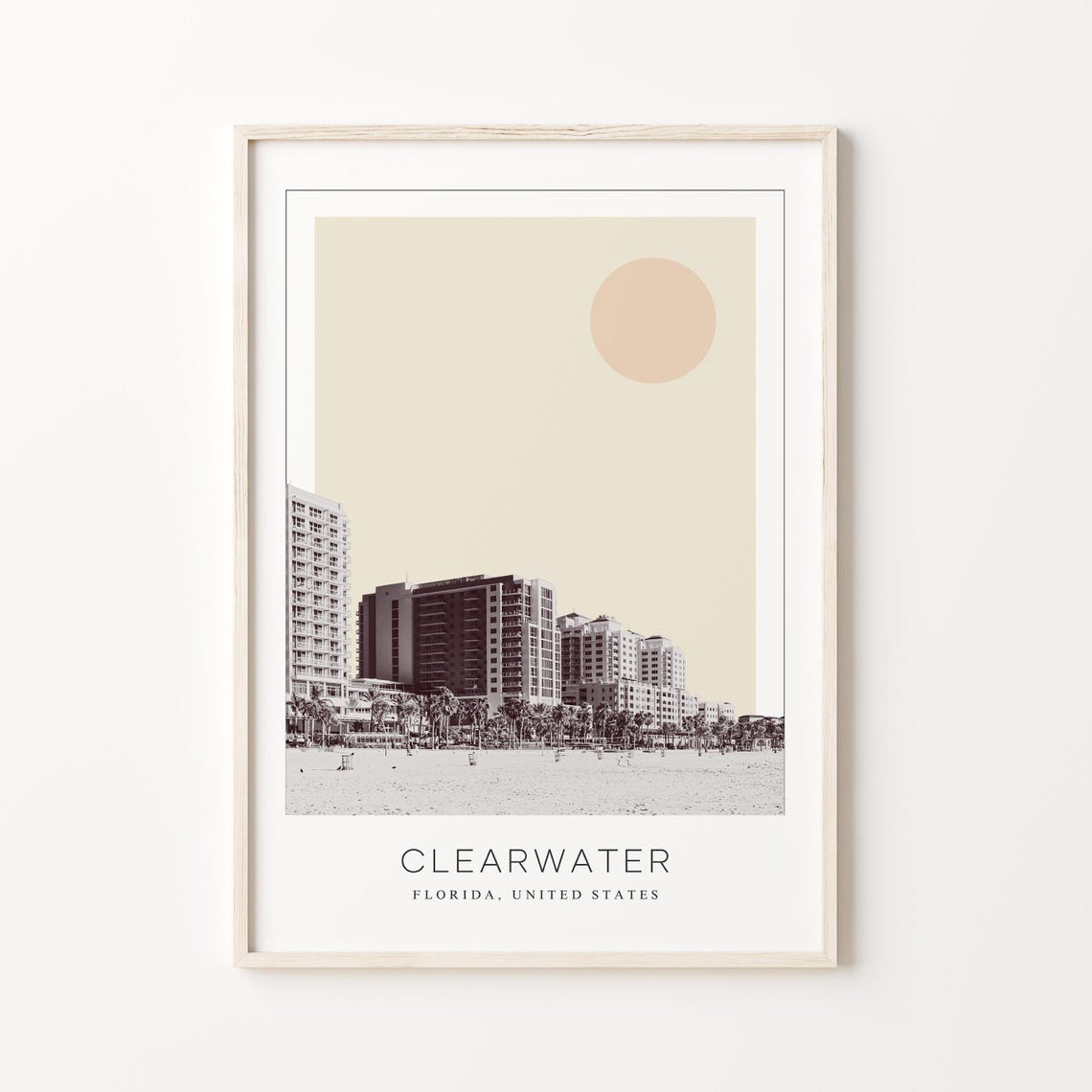 Clearwater Florida Beachfront Hotels Minimalist Travel Poster