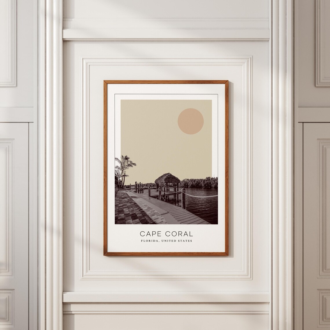Cape Coral Florida Boardwalk Tiki Hut Minimalist Travel Poster - Image 2