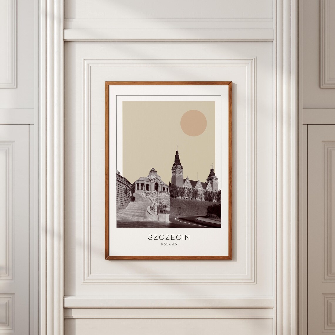 Szczecin Poland Chrobry Embankment Stairs Minimalist Travel Poster - Image 2