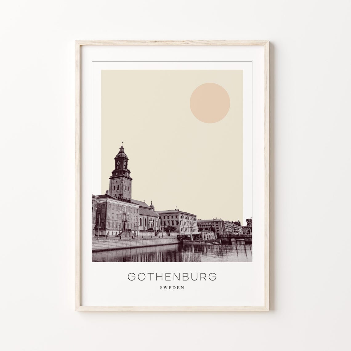 Gothenburg Sweden Harbor Clock Tower Minimalist Travel Poster