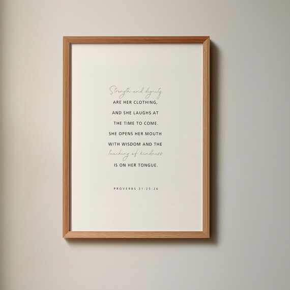 Proverbs 312526 Strength Dignity Womens Bible Verse Art Print