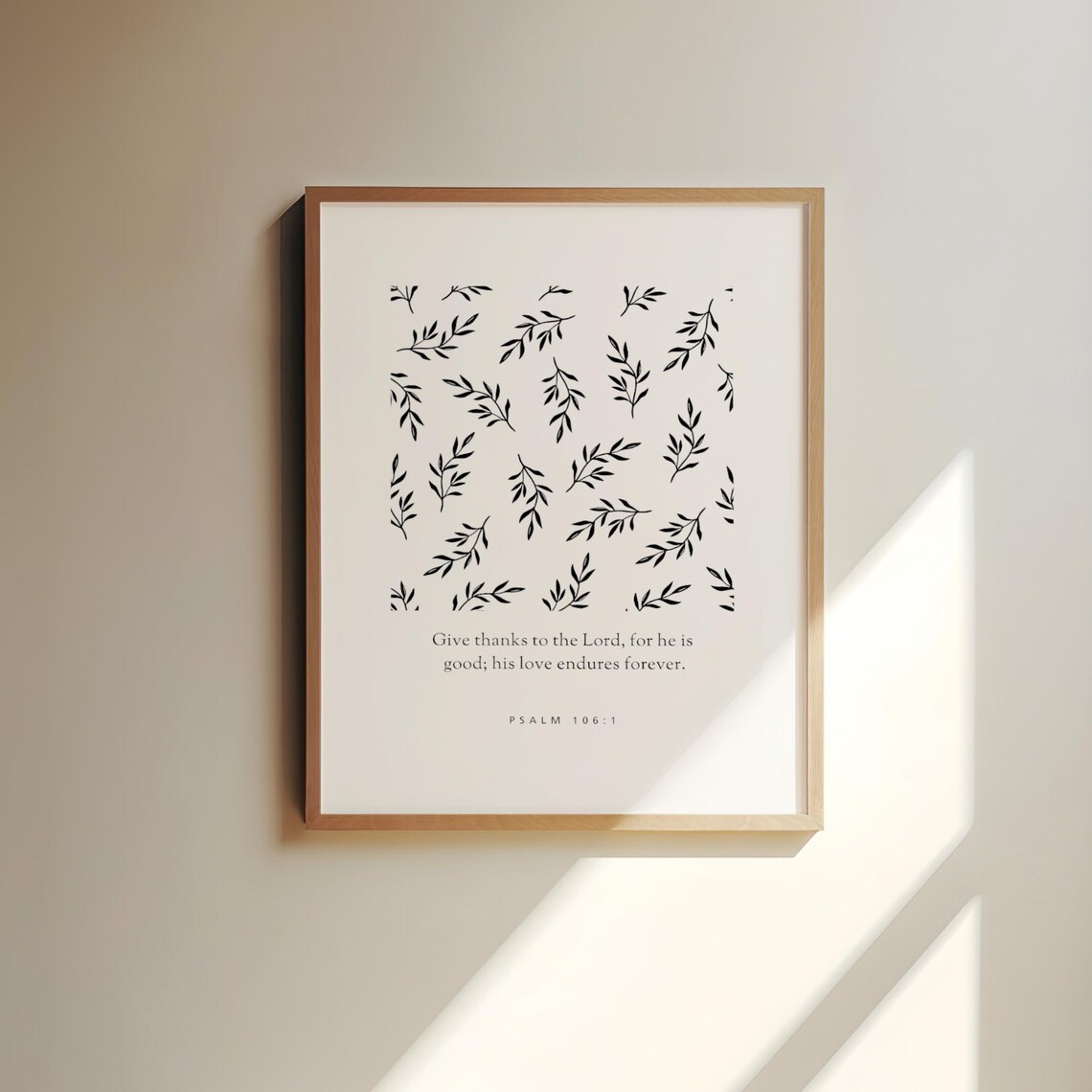Psalm 1061 Give Thanks To The Lord Poster Botanical Leaf Pattern Scripture