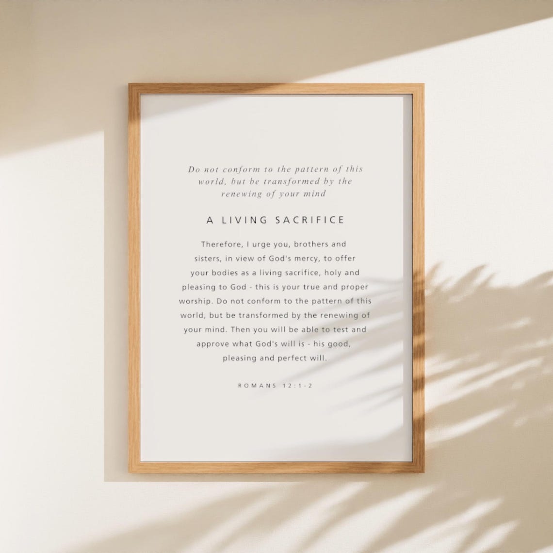 Romans 1212 Do Not Conform To The Pattern Of This World Baptism Modern Scripture Wall Art Bible Verse