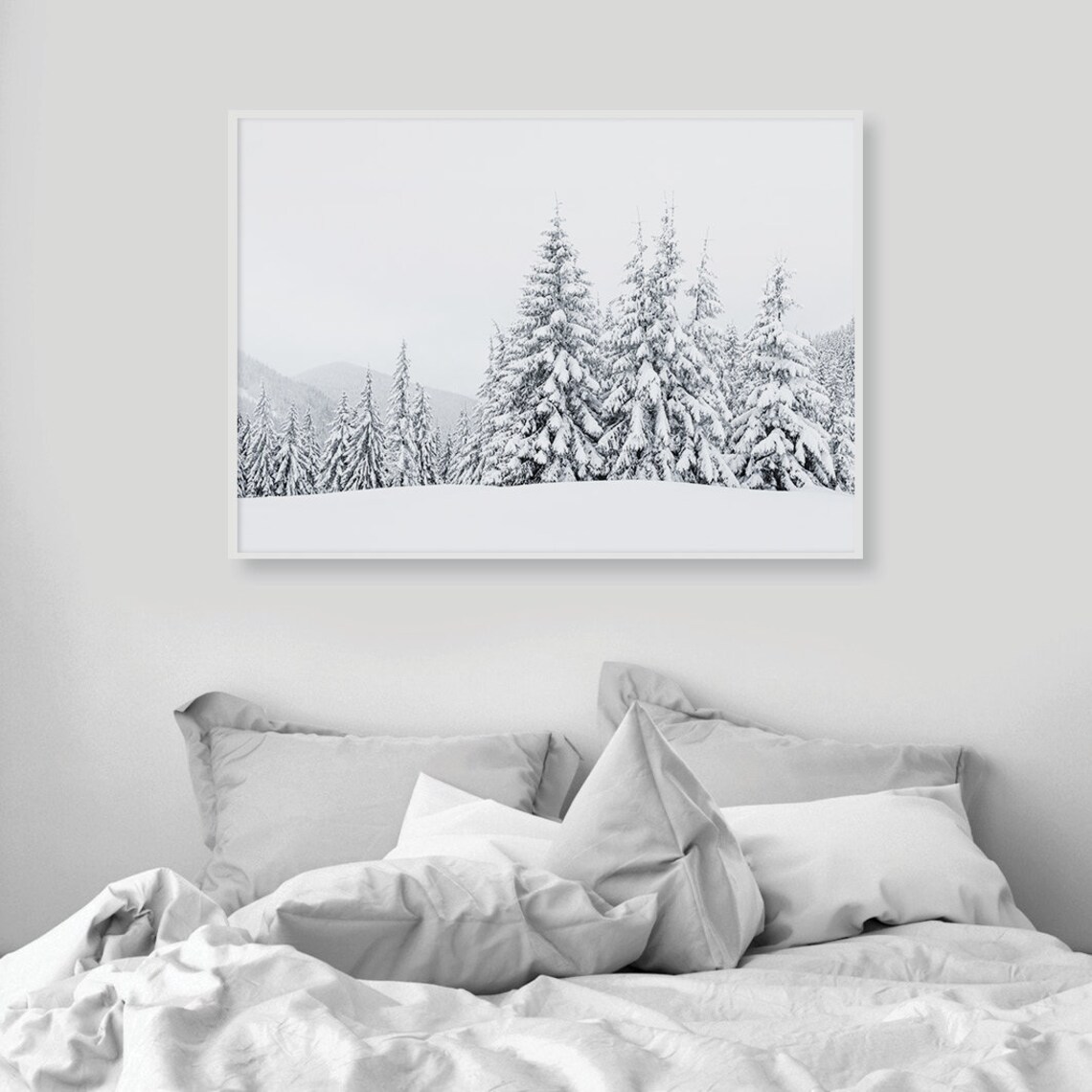 Snowy Forest Christmas Art Print, Winter Wall Art - Image 2