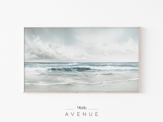 Muted Gray Ocean Waves Rolling Over Sandy Shore Photo Poster