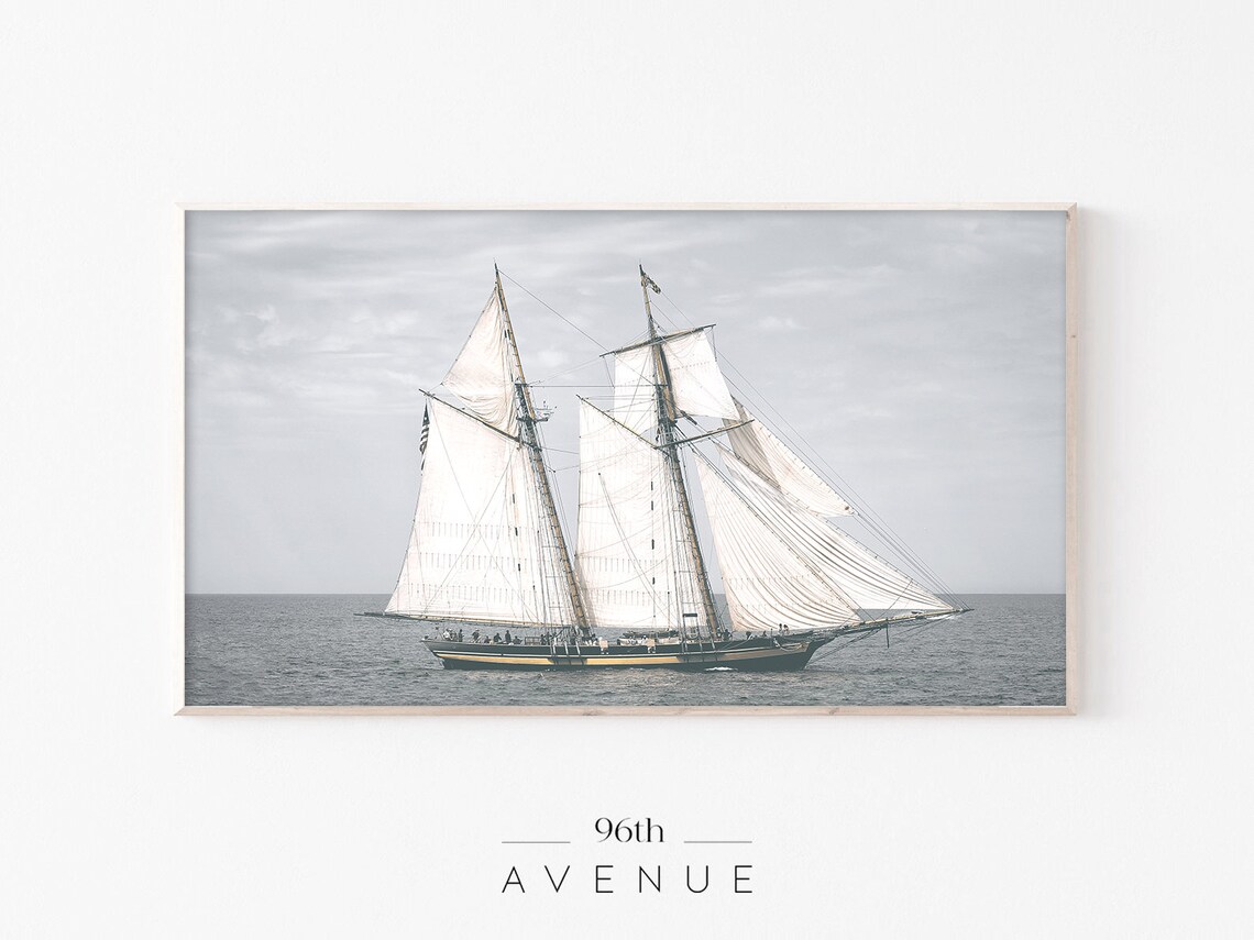 Sailboat Coastal Art Print for TV Wall Decor