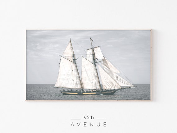Sailboat Coastal Art Print for TV Wall Decor