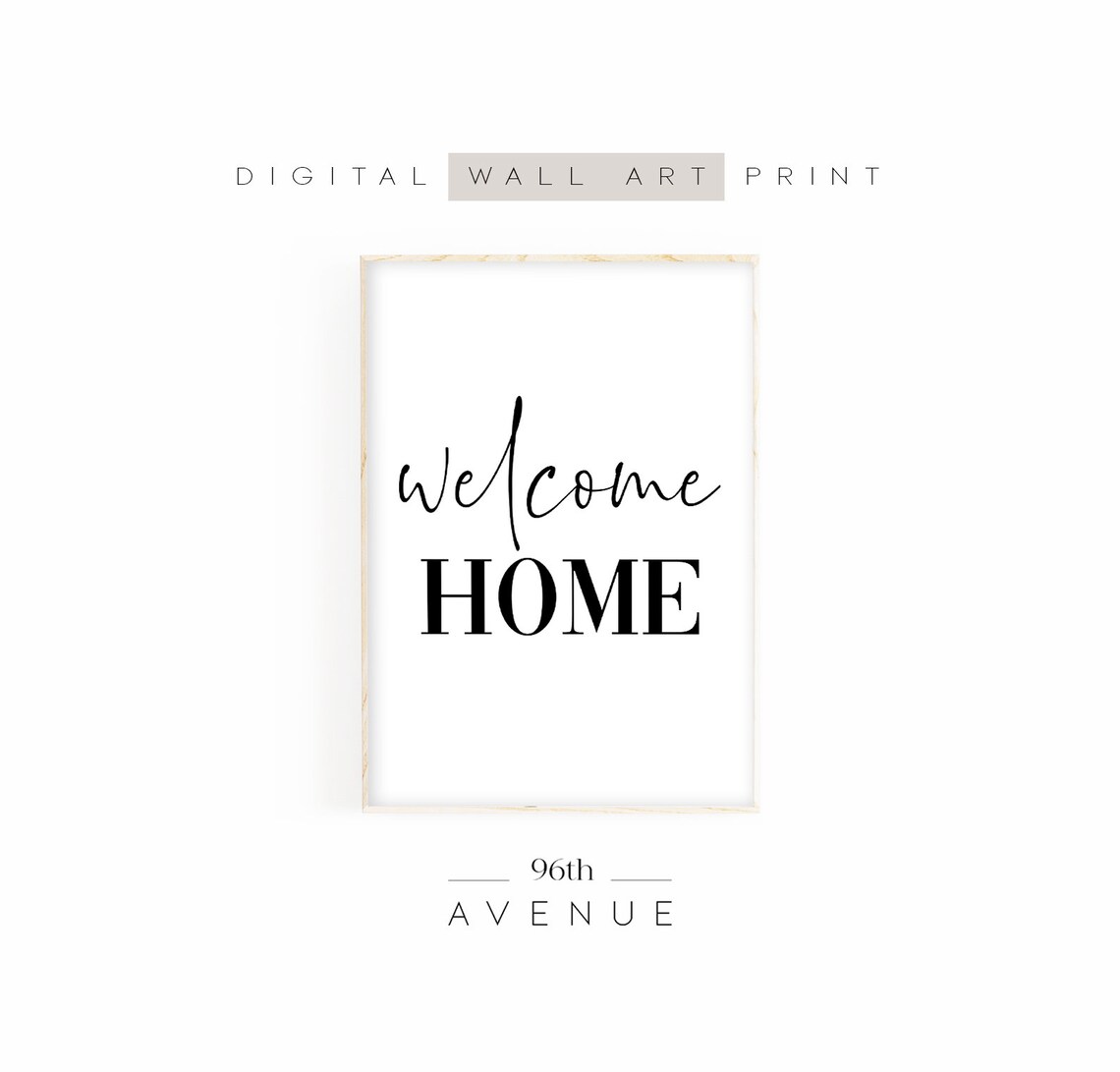 Welcome Home Typography Art Print, Entryway Decor