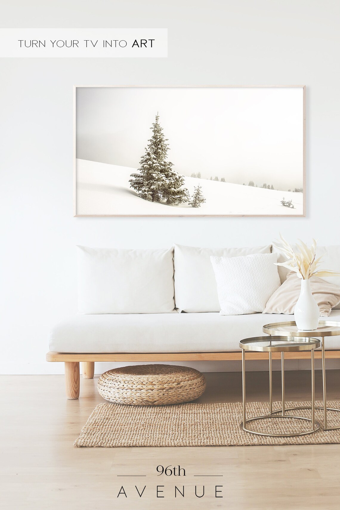 Christmas Tree in Snowy Landscape Art Print - Image 2