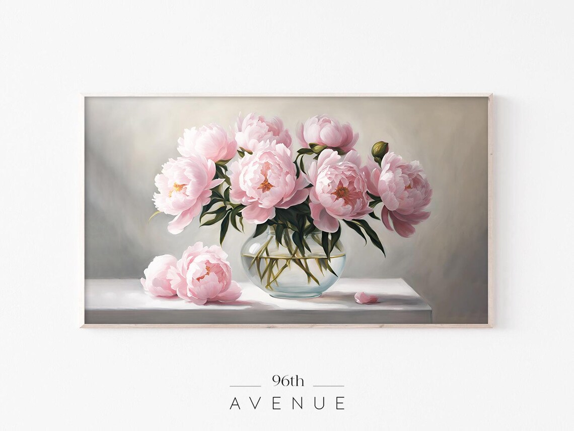 Pink Peony Vintage Valentine Flower Art Print
