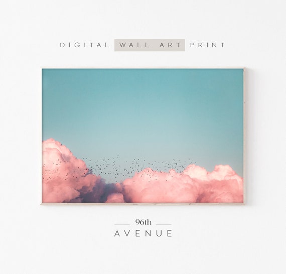 Pink Clouds Sunset Boho Wall Decor, Art Print