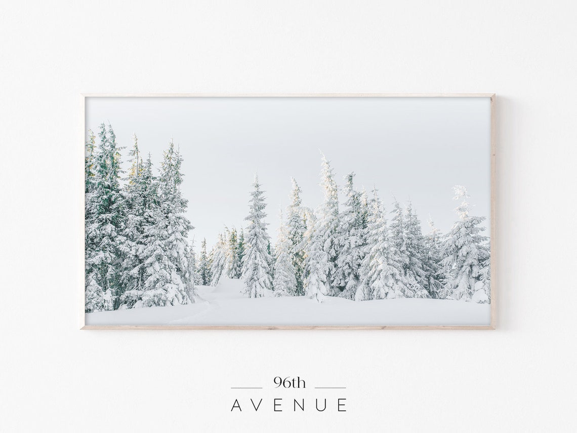 Snowy Pine Trees Minimalist Winter Forest Photography Poster