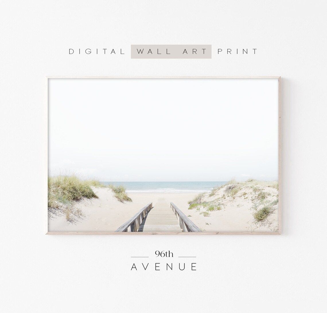 Sand Path Beach Landscape Art Print, Neutral Coastal