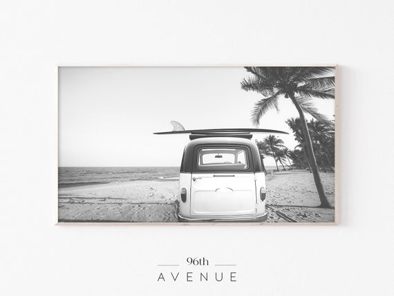 Frame Tv Art Beach Camper Van Black And White Art Palm Trees Tv Art Coastal Art Art Frame Tv Art For Tv