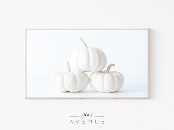 Three Minimalist White Pumpkins on White Autumn Still Life Poster