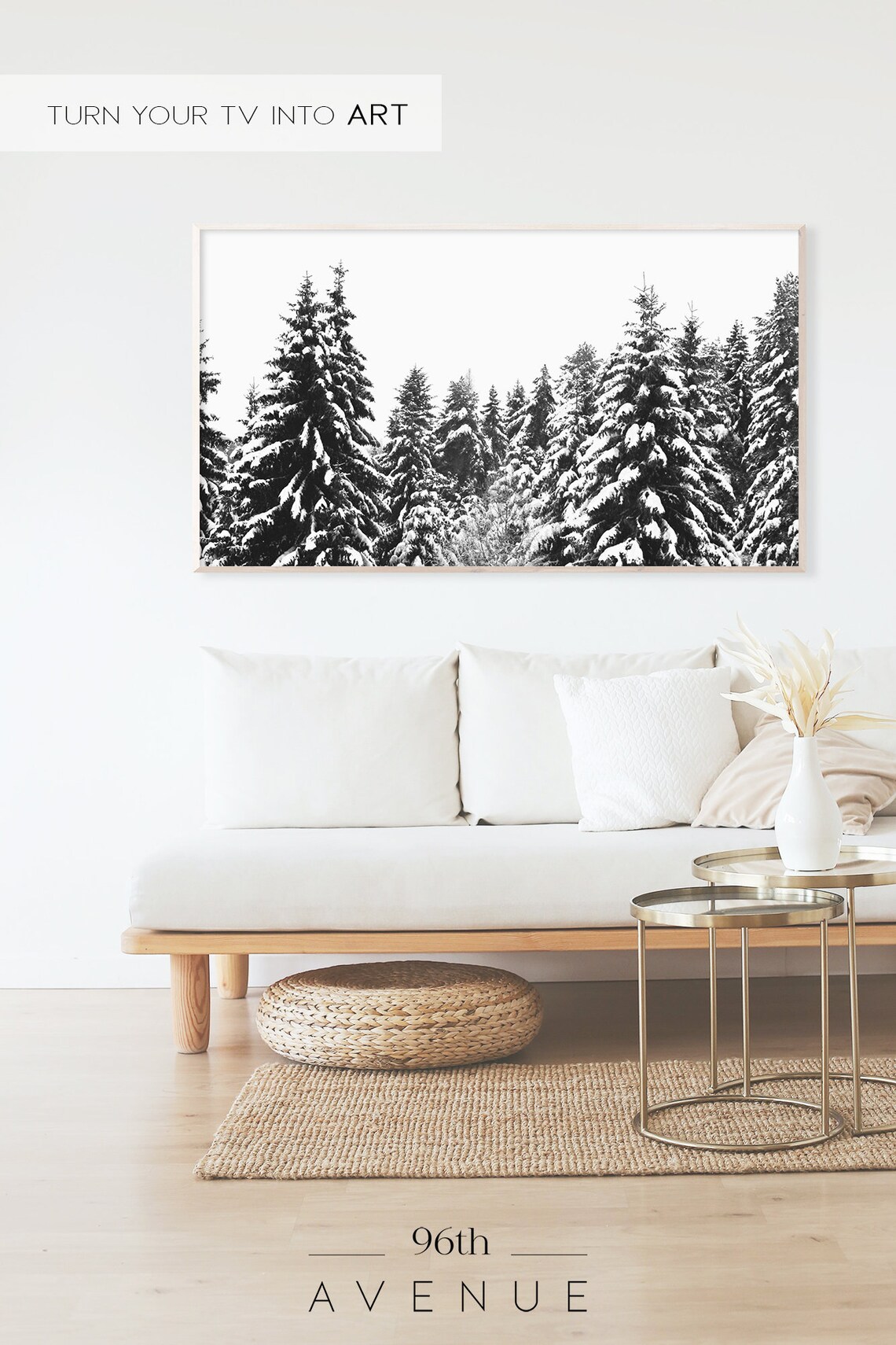 Winter Snowy Pine Trees Holiday Art Print - Image 2
