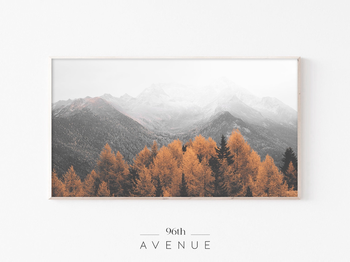 Autumn Mountains Landscape Art Print, Nordic Decor