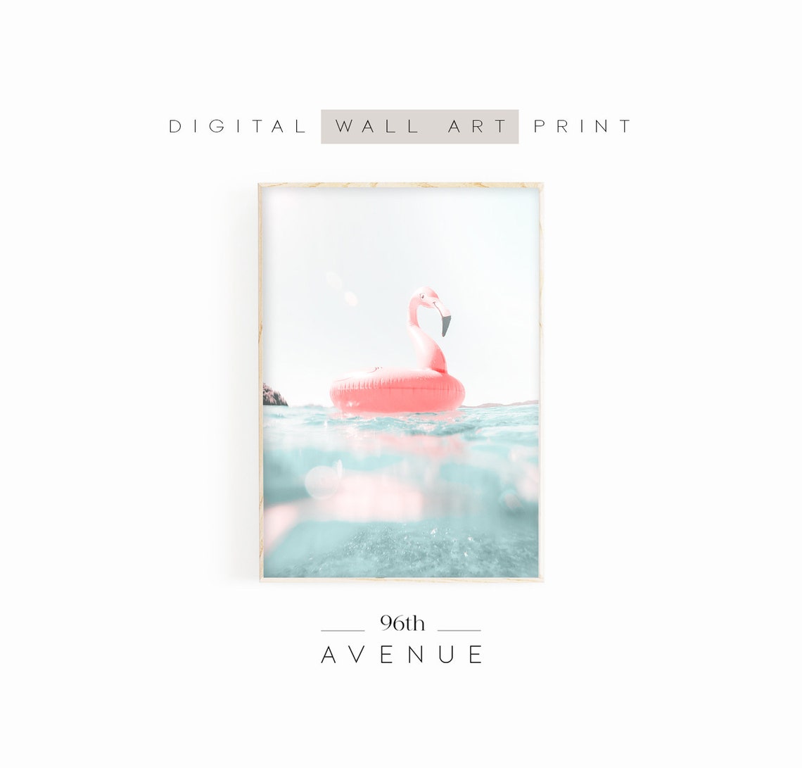 Beach Flamingo Summer Wall Art Print