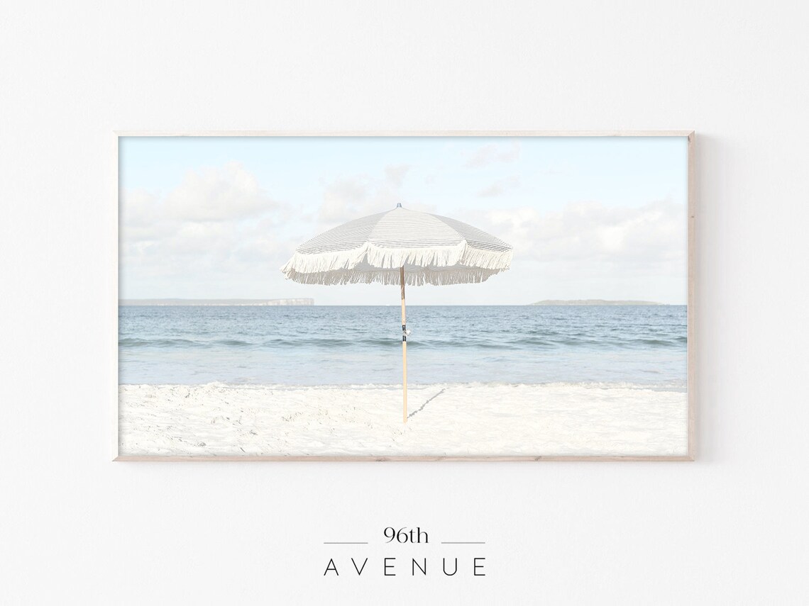 Beach Umbrella Art, Coastal Boho Travel Poster