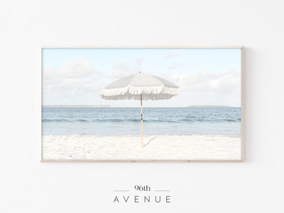 Beach Umbrella Art, Coastal Boho Travel Poster